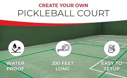 Pickleball Court Marking Kit-200 Feet Long Pickleball Court Tape, Easy to Apply and Remove. Extra Adhesive, 2 Inches Thick, Temporary Court Lines, Make Your Own Pickleball Court, Duct-Tape-Thickness.