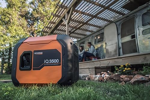 Generac 7127 iQ3500 3,500-Watt Gas-Powered Portable Inverter Generator - Durable, Lightweight Design - Speed Selection for Quiet Performance or Maximum Power - CARB Compliant - Orange/Black