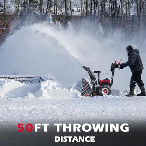 PowerSmart Cordless Electric Snow Blower, 24 Inch 80V Battery Powered Snow Thrower with LED Lights/Battery and Charger (Not Included)