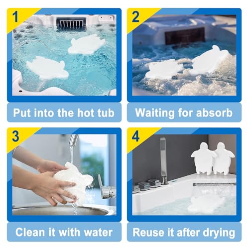 HOICATED Spa Scum Absorber for Hot Tub Oil Absorbing Sponge for Inflatable Hot Tub Swimming Pool Hot Tub Waterline Clean Pool Maintenance Accessories 2 Pack