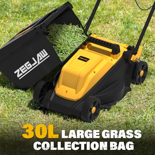 ZEGJAW Electric Lawn Mower Corded, 13 Inch 11-Amp Lawn Mowers with 8 Gallon Collection Bag, 3-Position Cutting Height Adjustment for Lawn Care