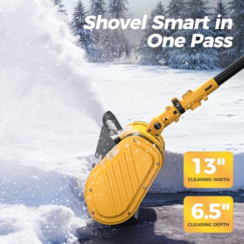 Krmspe Electric Snow Shovel, 21000RPM Cordless Snow Blower, 13" Snow Blower with 2 Powered 24V Batteries, Lightweight for Easy Snow Removal on Steps,Patio,Driveway,Home,Yellow