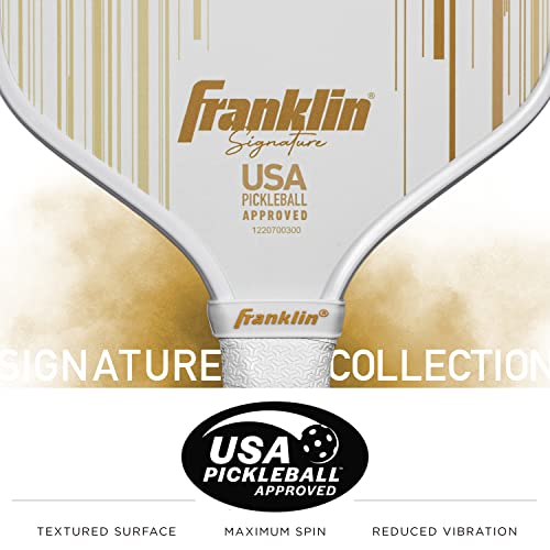 Franklin Sports Pro Pickleball Paddles - Signature Series Pro Paddle with MaxGrit Surface - USA Pickleball (USAPA) Tournament Approved - 16mm Polypropylene Core - Gold