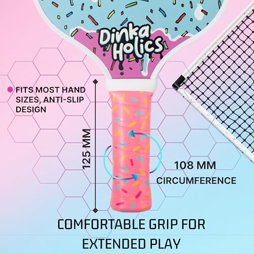 DINKA HOLICS Carbon Fiber Pickleball Paddle – 16mm PP Honeycomb Core, Lightweight 220–235g, Comfortable Grip, Durable Design for Control & Power (Ice Cream)