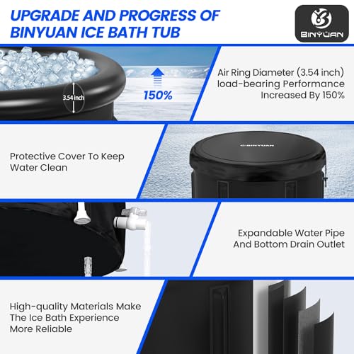 BINYUAN XL Ice Bath Tub for Athletes With Cover 99 Gal Cold Plunge Tub for Recovery, Multiple Layered Portable Ice Bath Plunge Pool Suitable for Gardens, Gyms and Other Cold Water Therapy Training