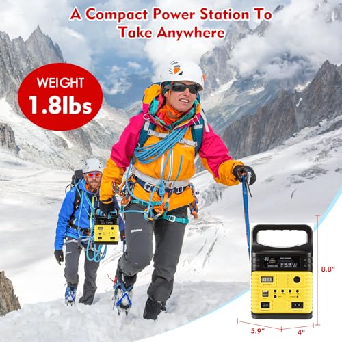 Solar Generator - Portable Power Station for Emergency Power Supply,Portable Generators for Camping,Home Use&Outdoor,Solar Powered Generator With Panel Including 3 Sets LED Light (Yellow)