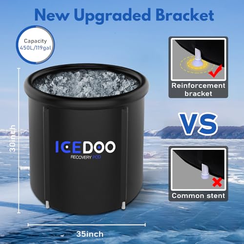 Upgrade XL Ice Bath Tub for Athletes, 119 Gallons Hot & Cold Plunge Tub with Cover for Recovery, Cold Water Therapy, Multiple Layered Portable Hot Tubs for for Home, Gym & Outdoor