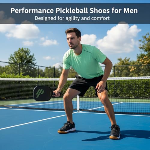 RBEUT Men's Pickleball Shoes - Tennis & Racquetball Anti-Slip Court Sneakers - Breathable Cushioned Blue