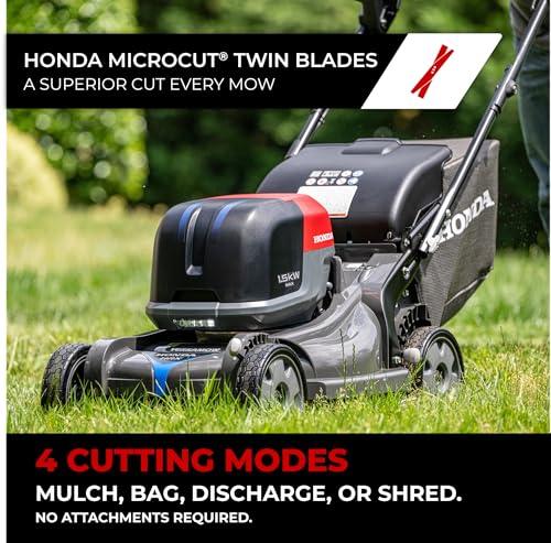 Honda HRX-BE 21-Inch Walk Behind 12 AH Battery Powered Lawn Mower with 2 Battery Bays, Variable Speed Self Propelled Lawn Mower with 2.2 Bushel Capacity, Easy-Off Grass Bag (HRX217YXBEXA6)