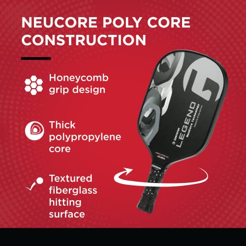 GAMMA Sports Legend NeuCore Pickleball Paddle, Fiberglass Composite Surface and Honeycomb Grip, Legend Finesse