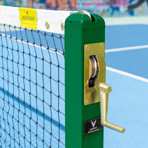 Vermont Pickleball Post and Net Package – Durable Outdoor Equipment for Competitive Play (Plastic Cap Ground Sockets, Sqaure)