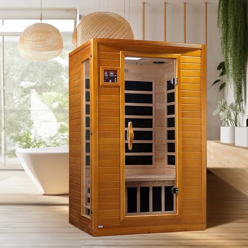 DYNAMIC SAUNAS Andora 2-Person Low EMF FAR Infrared Sauna with Red Light Therapy & Bluetooth Speakers | Personal Indoor Dry Heat Sauna for Home & Gym – Made from Canadian Hemlock