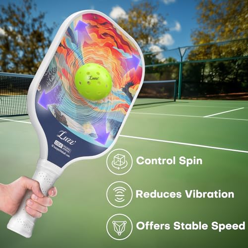 Luzz Carbon Fiber Pickleball Paddles, Sandblasted Surface USAPA Approved Pickleball Rackets for Beginners Increased Spin Control Pickle Ball Paddle Set for Men,Women,Pros,Adults,Sunset