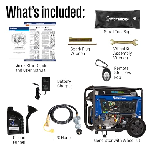 Westinghouse 13500 Peak Watt Dual Fuel Home Backup Portable Generator, Remote Electric Start, Transfer Switch Ready, Gas and Propane Powered