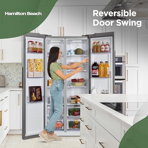 Hamilton Beach HBF1558 15.6 cu ft Counter Depth Full Size Refrigerator, Side Doors, Stainless