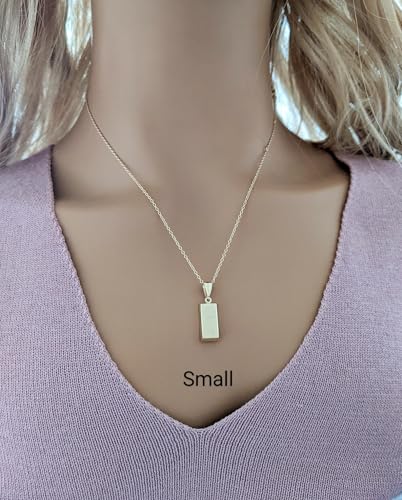 Gold Bar Pendant 14k Yellow Gold/Layering/Two Different Size/NOT Gold Filled NOT Gold Plated/Gift for Her - Him/Unisex (Large Bar Pendant)