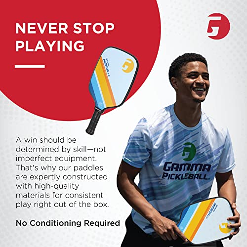 Gamma Sports Micron 5.0 Pickleball Paddle, Quantum Series Composite Pickleball Paddle with Polypropylene Core and Honeycomb Grip, Blue and Orange, 4 (1/8)