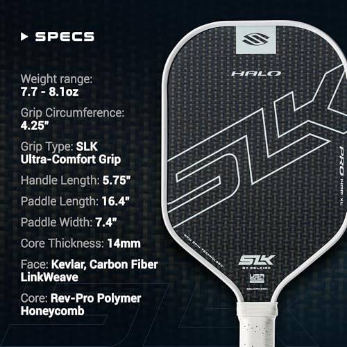 Selkirk Sport SLK Halo Pro Pickleball Paddle | Raw Carbon Fiber Pickleball Paddles with a Rev-Core Power Polymer Core | Designed for Ultimate Spin & Power | Black
