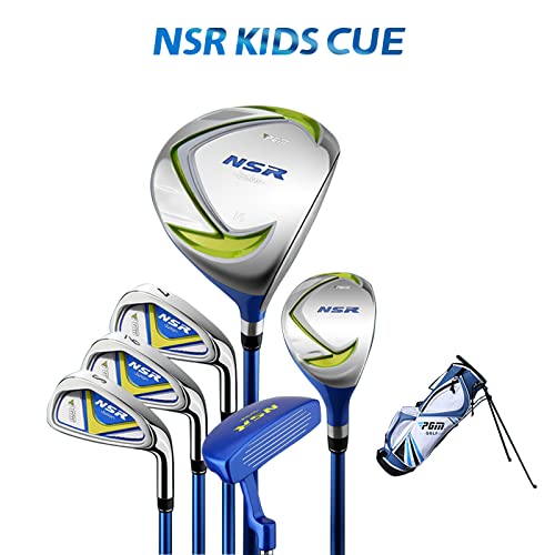 PGM Golf Club Set - 9 Pieces Junior Complete Golf Club Set for Kids Children - Right Handed - Driver(#1), Hybrid, Iron(#7,#9,#S), Putter, Golf Stand Bag