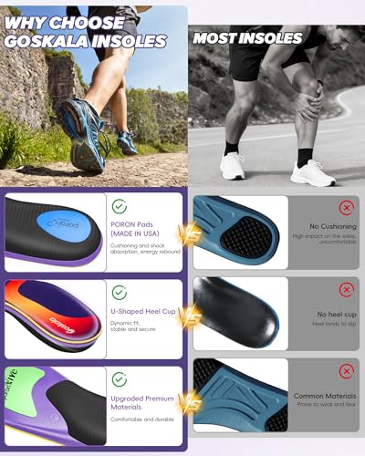 Professional Medium Arch Support Shoe Inserts, Over 230+ lbs Plantar Fasciitis Insoles for Women and Men, Flat Feet Orthotics Insert Athletic Shoe Insole
