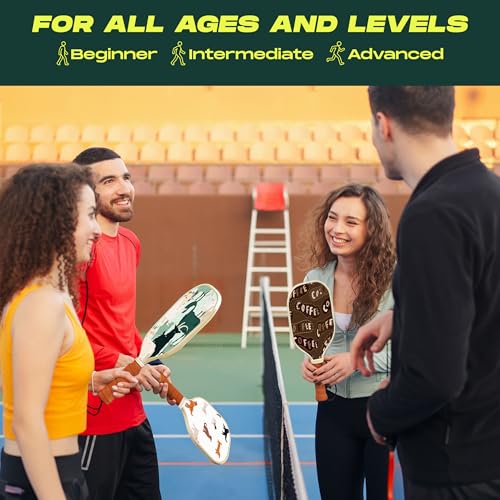 Goat Pickleball Paddles Set of 2, Includes 4 Indoor Outdoor Balls and Travel Bag, Lightweight Durable Fiberglass Pickleball Rackets Set for Men, Women, Beginners (Green)