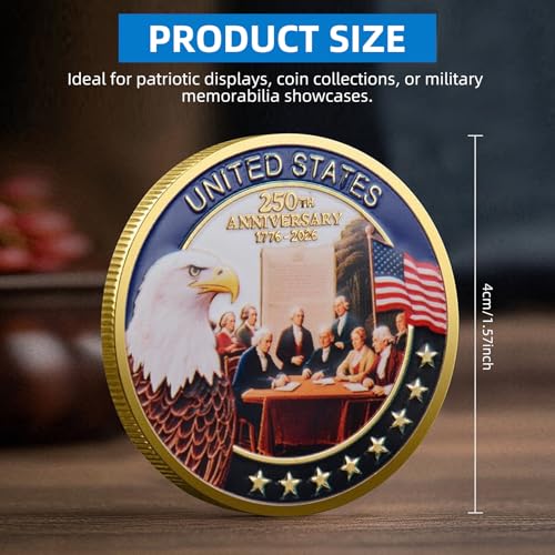 USA 250th Anniversary Commemorative Coin - Gold Plated Collectible Coin for Collectors, 2025 Penny Final Cent Tribute(C)