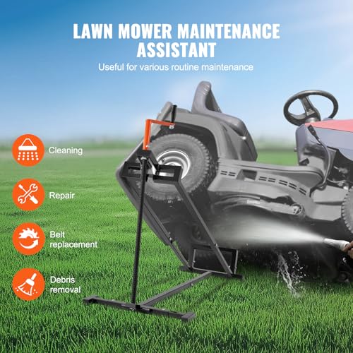 VEVOR Ride on Lawn Mower Lift Jack, 880 Lbs Weight Capacity, Telescopic Maintenance Jack with Crank Handle & Power Tool Handle, Foldable Lawn Tractor Lifter for Lawn Mowers and Garden Tractors, Black