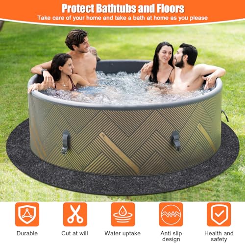 Foandbevi [3MM Thickened] 90 Inch Hot Tub Pad Inflatable Hot Tub Mat, Slip-Proof Backing, Absorbent Spa Pool Ground Base Flooring Protector Mat for Protect Outdoor Tub Pool from Wear
