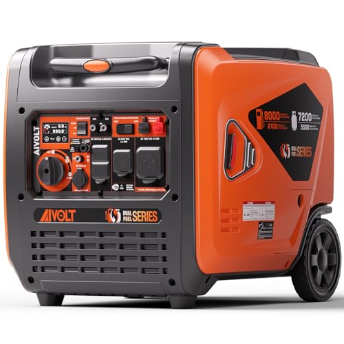 AIVOLT 8000W Dual Fuel Super Quiet Inverter Generator with Electric Start - Gas Propane Powered Portable Generator Upgraded Version for Home Backup, RV, Camping & Travel - 50 State Approved