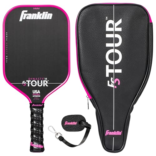 Franklin Sports Pro Pickleball Paddle Set - FS Tour Series Carbon Fiber Pickleball Paddle, Paddle Cover + Paddle Eraser - Official USA Pickleball (USAPA) Approved Paddle Set - Dynasty 14mm Core - Pink