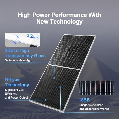 ECO-WORTHY 4.68KWH Solar Power Complete Kit 1200W 48V with Lithium Battery and Inverter for Home: 6pcs 195W N-Type Bifacial Solar Panels + 1pc 48V 50Ah Li-Battery + 3500W Solar Charger Inverter
