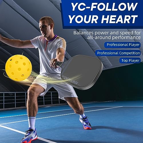 YC DGYCASI 16mm Pickleball Paddles Professional, 2026 USAPA Approved T700 Carbon Fiber Surface Pickle Paddle(CFS), Polypropylene Lightweight Honeycomb Core, Cushion Comfort Grip, with Cover Case Black