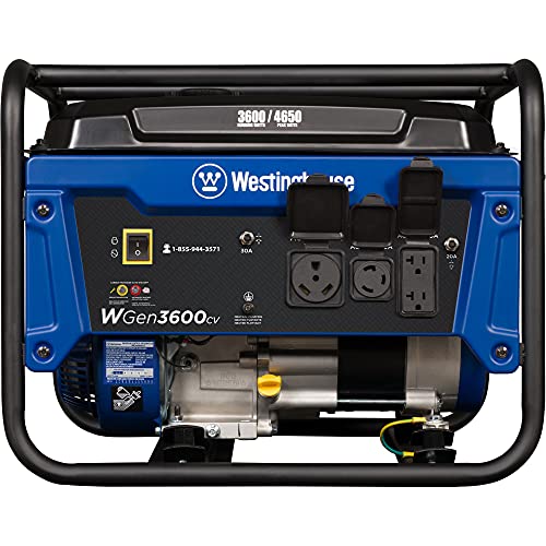 Westinghouse 4650 Peak Watt Portable Generator, RV Ready 30A Outlet, Gas Powered, CO Sensor
