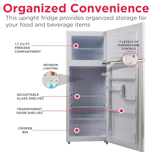 Frigidaire EFR753 Retro Apartment Size Refrigerator with Top Freezer - 2 Door Fridge with 7.5 Cu Ft of Storage Capacity, Adjustable Spill-Proof Shelves, Door & Crisper Bins, CREAM