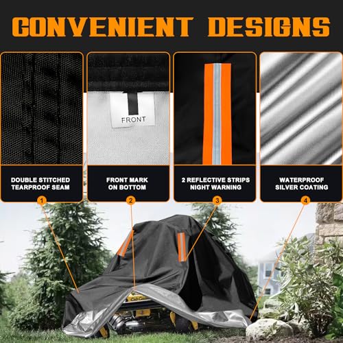 Zero-Turn Mower Cover Waterproof Outdoors,Anti-UV 210D Polyester ,Universal Fit Riding Lawn Tractor Covers Up to 60" Decks,Against UV,Dust,Dirt,Wind for All Weather Use,79"Lx46"Wx55"H-Basics