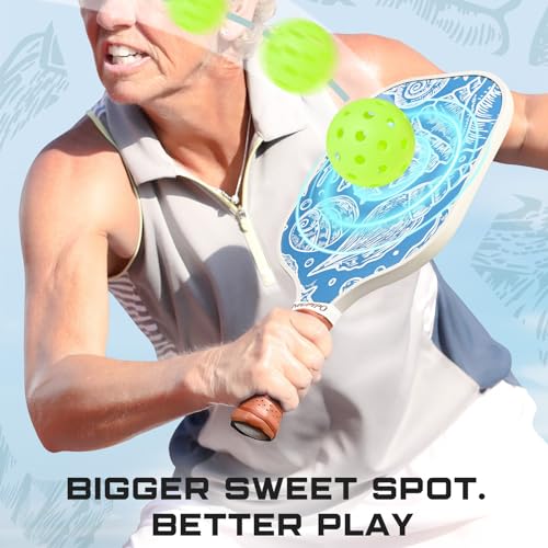 Pickleball Paddles, Lightweight Graphite Pickleball Paddle Set of 2, Pickleball Racket w/Polypropylene Honeycomb Core, Cushion 4.8In Grip and 4 Pickleballs for Beginners/Intermediate Players