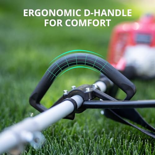 AMERISUN Weed Wacker Gas Powered 26cc, Gas Trimmer Edger Mower 2 in 1, Weed Eater 2 Cycle Air-Cooled Engine 10'' Brush Blade 16'' Cutting Width with Rubber Handle & Shoulder Strap Quick Start