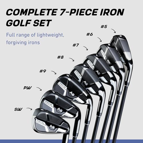 Precise A9 Golf Iron Set – 7 Clubs (5–SW) | Right Hand | Project X Cypher Graphite Shafts & Dual-Compound Grips | Regular Flex, Regular Size | Premium Lightweight Performance