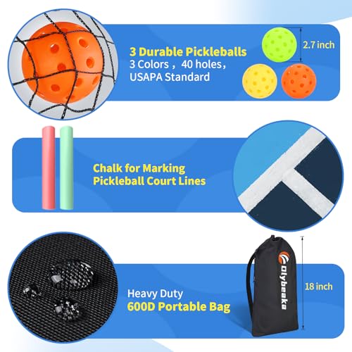 5ft / 10ft / 12.5 ft Mini Pickleball Net for Driveway Backyard with 3 Pickleballs, Carry Bag, Chalks, Portable Half Court Small Pickleball Net for Adults Kids Beginners Pros (Blue, 12.5ft)