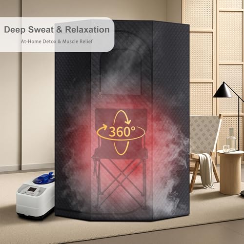 RRGFB Sauna Steamer Machine for Home, 1300W 1.8qt Steam Generator, Portable Steamer Pot with Remote Control, Oil Diffuser, 5-60 min Timer, 9 Levels, Heat up to 140°F