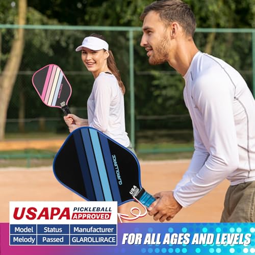 Pickleball Paddles Set of 2 Pickle Ball Paddles,USAPA Approved Pickleball Set of 2 Rackets,Fiberglass Surface & 13MM PP Honeycomb Core,Breathable Handle,4 Indoor & Outdoor Balls,1 Pickleball Bag
