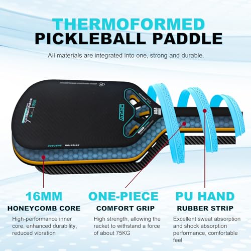 Pickleball Paddles T700 3K Carbon Fiber Picklebll Paddle with Aero Throat Edgeless Designed 16MM Thermoformed Pickleball Racket USAPA Approved