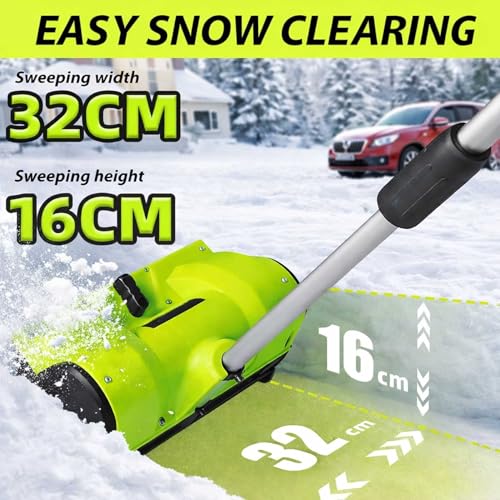 2026 Upgrade Electric Snow Blower Shovel, 20V Cordless Electric Snow Shovel - 16ft Throwing Distance, 12" Width, 45°Adjustable Directional Plate, Snow Thrower Kit for Driveway, Deck, Patio (2Battery)