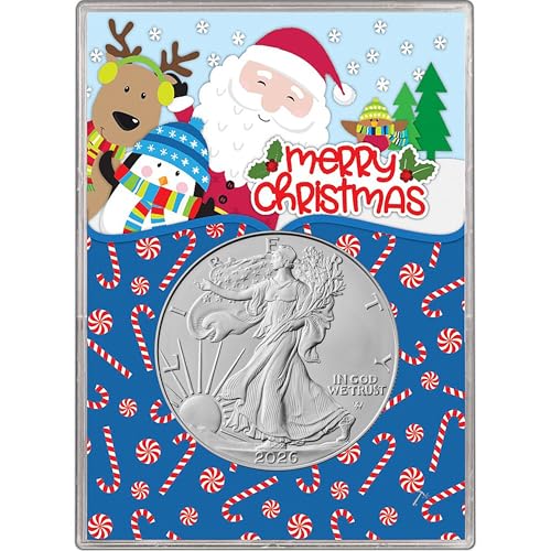2026 U.S. Silver Eagle 1 oz Brilliant Uncirculated in Christmas Santa Gift Holder Dollar Uncirculated US Mint