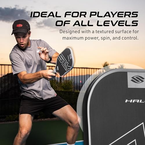 Selkirk Sport SLK Halo Power XL Pickleball Paddle | Raw Carbon Fiber Pickleball Paddles with a Rev-Core Power Polymer Core | Designed for Ultimate Spin & Power | Gray