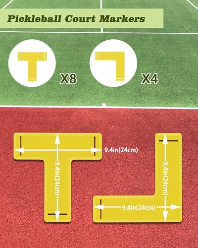 NQV Half Court Pickleball Net Set - 10FT Net+4 Wood Paddles+8 Balls+4 Ball Retrievers+1 Court Marking Kit+1 Bag, Pickleball Kit for Driveway Adults Beginners Pros