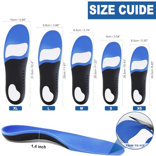 Plantar Fasciitis Insoles, High Arch Support Shoe Inserts Men Women, Orthotics Gel Running Insoles for Flat Feet - Arch Pain - Pronation - Metatarsalgia Pain Relief Heavy Duty Support(Trim to Fit)