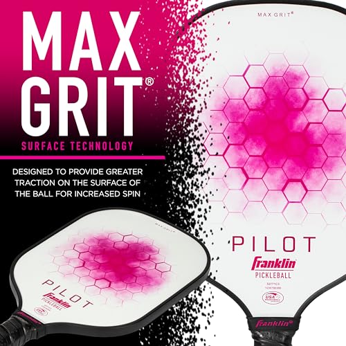 Franklin Sports Pickleball Paddle - Pilot Polypropylene Core Racket - Official USA Pickleball (USAPA) Approved Paddle - Lightweight Pro Racket - Pink - 10mm Thick Core