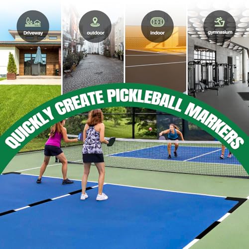 Hikeen Court Lines Marker Kit Black Anti-Slip and Wind-Resistant Throw Down Markers 28pcs,Pickleball Net Court for Outdoor Indoor Court