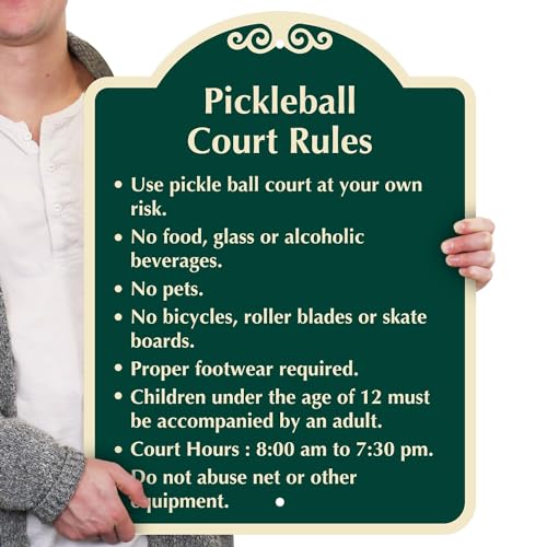 SmartSign 18" x 24" Designer Custom Pickleball Court Rules Sign, 120 mil Aluminum Composite (ACM), Reflective Option, Choose Color, Made in USA